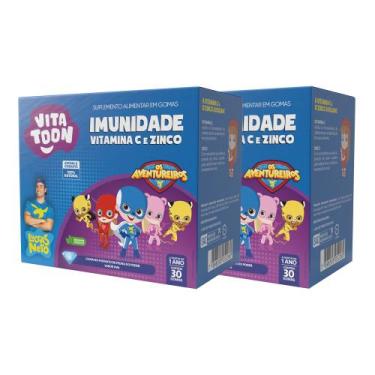 Imagem de Kit 02 VitaToon Luccas Neto Imunidade Sabor Uva 30 Gomas Maxinutri