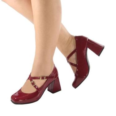 Imagem de Sapato Feminino Sapato Boneca Salto Quadrado Médido 7cm Moderno  ER126