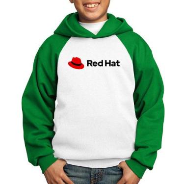 Imagem de Moletom Infantil Red Hat Linux Logo - Foca na Moda, Branco, Verde, 12