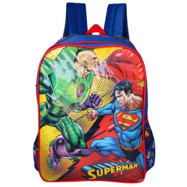 Imagem de Mochila Escolar De Alças Superman Dc Comics Infantil 2 Bolsos - Luxcel