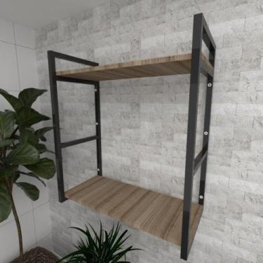 Imagem de Prateleira industrial para Sala aço preto prateleiras 30 cm cor amadei