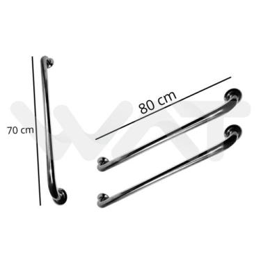 Imagem de Kit 3 Barras De Apoio Vaso Sanitário - 2 de 80cm + 1 de 70cm - WAT Ace