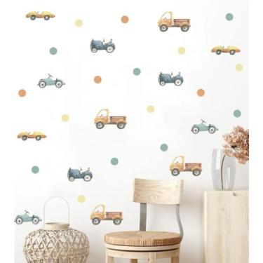 Imagem de Adesivo de Parede Carros caminhões bolinhas boho - Adesivos Kigrude