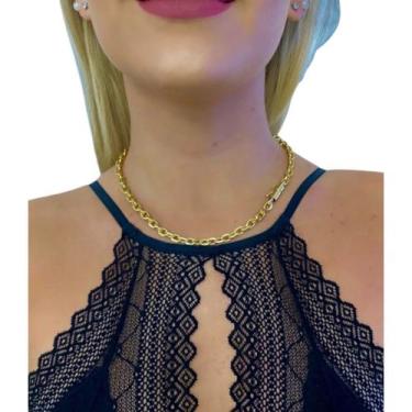 Imagem de Cordão Cadeado Feminino 6mm - Banhado a Ouro 18k - ToJoia18k