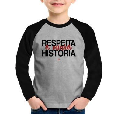 Imagem de Camiseta Raglan Infantil Respeita a minha História Manga Longa - Foca 