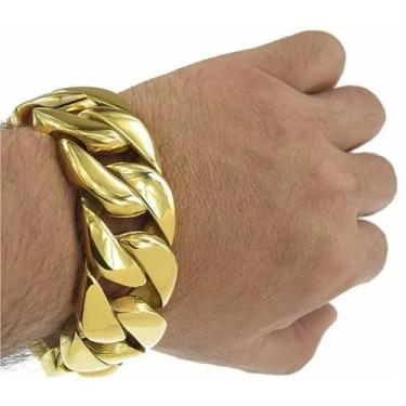 Imagem de Pulseira Masculina Macica 31mm Banhada a Ouro Ostentaçao - A.R Varieda