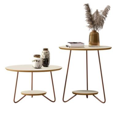 Imagem de Conjunto De Mesa Centro E Lateral Liz Pés De Ferro - Várias Cores - EJ