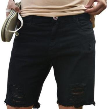 Imagem de Bermuda Jeans Masculina Destroyed Lumini Over Preta 4028-Masculino