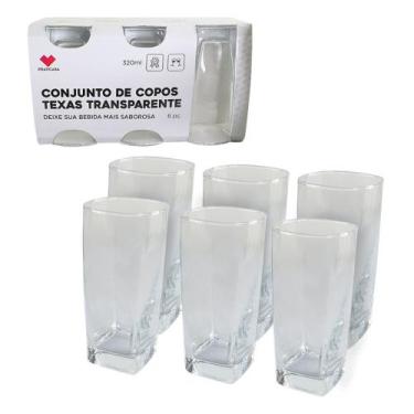 Imagem de Jogo 6 Copos Quadrado Texas Vidro 320ml - Praticasa