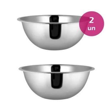 Imagem de Kit 2un BOWL INOX SALADEIRA 22CM VASILHA BACIA COZINHA - YAZI