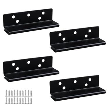 Imagem de BUHYUHB Ferragens para estrutura de cama, 4 peças, suporte de ranhura de gancho duplo, suportes de fixação de cama de metal resistente, ferragens para madeira com parafusos