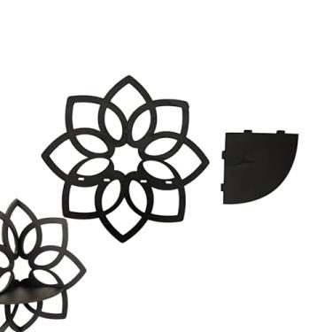 Imagem de Prateleiras flutuantes de parede, prateleiras flutuantes de | Prateleira de canto oca em forma de flor | Expositor de, prateleiras decorativas de armazenamento para estudo, corredor, quarto