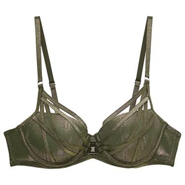 Imagem de Savage X Fenty Sutiã feminino Going Platinum Mesh Caged Demi, Verde floresta profunda, 32A
