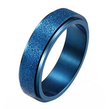 Imagem de WOYNJI Anel giratório de aço inoxidável para mulheres e homens, acabamento explosivo de areia, aliança de casamento de 6 mm, 4, Metal, Sem pedra preciosa