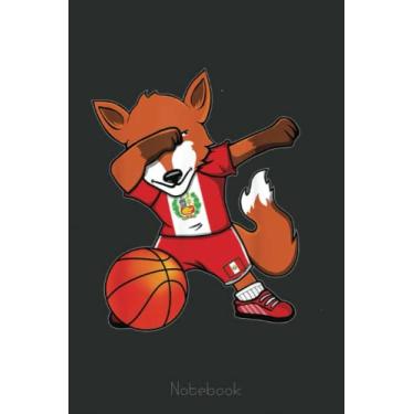Imagem de Dabbing Fox Peru Basketball Fans Peruvian Flag Sport Notebook: A blank lined basketball notebook 6x9 in 110 Pages that makes a fun basketball gift for ... women's basketball, team basketball gifts