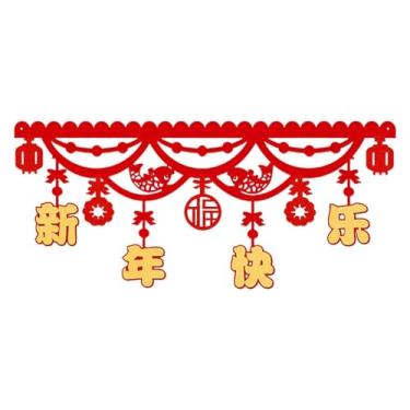 Imagem de Nishiyuenyi Ano Novo Chinês Banner Guirlanda Parede Pendurado Fotografia Feltro Pingente Cenário Lunar Ano Novo Decoração para Jardim Sala de Jantar, Style a