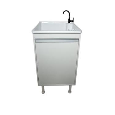 Imagem de Tanque Lavanderia 26 Lts + Gabinete Mdf Acesso P/torneira Entregue Montado (Branco)