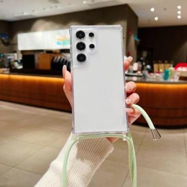 Imagem de Capa transparente com alça para samsung galaxy, s24 ultra s20 s21 s23 fe s22 plus a55 a...