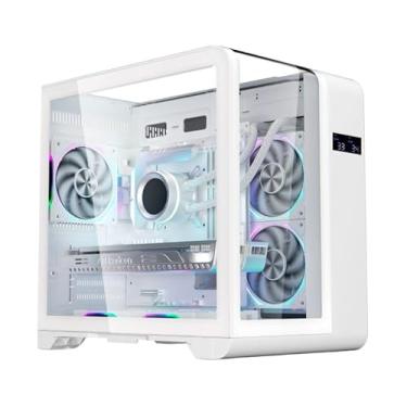 Imagem de GABINETE AQUÁRIO VIDRO CYBERPUNK WHITE W8KI COM DISPLAY DIGITAL SEM FANS