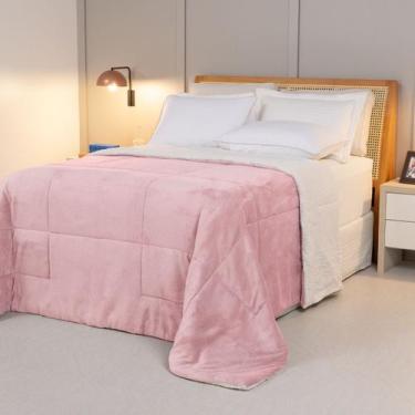 Imagem de Cobertor KING dupla face sherpa manta fleece matelasse - SAFIRA ENXOVA