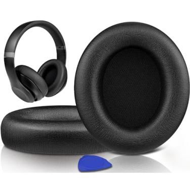 Imagem de SOULWIT Almofadas de Substituição para Beats Studio Pro Fones de Ouvido Sem Fio com Cancelamento de Ruído, Com Couro Proteico Macio, Espuma de Isolamento de Ruído - Preto