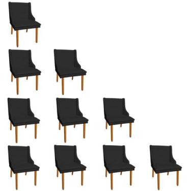 Imagem de Kit 10 Cadeiras de Jantar material sintético Pés Palito Preto - D'ROSS
