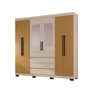 Imagem de Guarda-roupa Casal 6 Portas 4 Gavetas Araplac Lisboa, Freijo e Baunilh