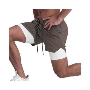 Imagem de Shorts de Ginástica Masculino 2 em 1 - Secagem Rápida e Dupla Camada, 