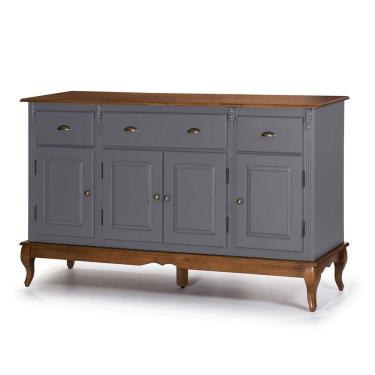 Imagem de Balcão Buffet 4 Portas 3 Gavetas 60805 Hannover Linz Móveis - Cinza/Imbuia Glazer