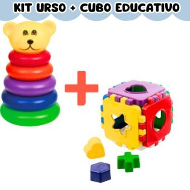 Imagem de Kit 2 Brinquedos Educativo Meu amigo Ursinho + Cubo Didático com Peças