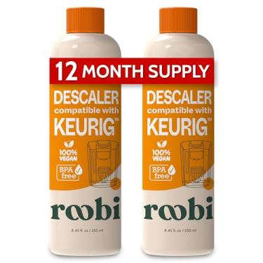 Imagem de Roobi Solução e limpador de descalcificação compatíveis com Keurig. Especialmente formulado para descalcificação e limpeza Keurig. 2 usos por garrafa, pacote com 2. Kit de descalcificação Keurig