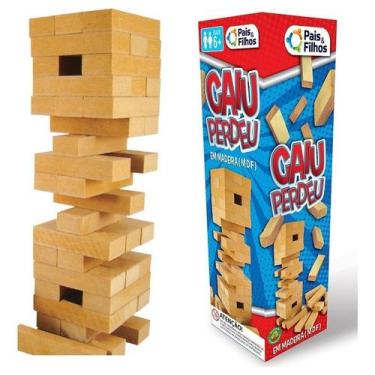Imagem de Jogo Caiu Perdeu Torre 54 Peças Jenga Madeira Brincadeira - Pais e Fil
