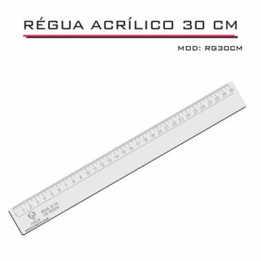 Imagem de Régua Reta Acrílica 30 cm Transparente Desenho Técnico Fenix