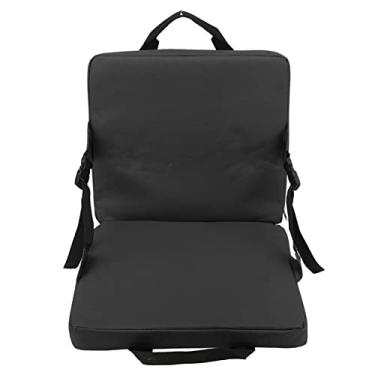 Imagem de Cadeira de praia dobrável com bolso de armazenamento e almofada de encosto para estádio, parque, tecido Oxford 600D (preto)