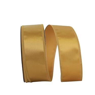 Imagem de Reliant Ribbon Fita de cetim Dyna Ez com borda com fio, 5,8 cm x 50 metros, ouro antigo