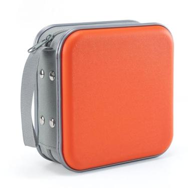 Imagem de LIOVODE Capa de DVD, estojo de CD com capacidade para 48 unidades, porta-CDs, portátil, armazenamento de plástico rígido, organizador de carteira de CD para carro (laranja)