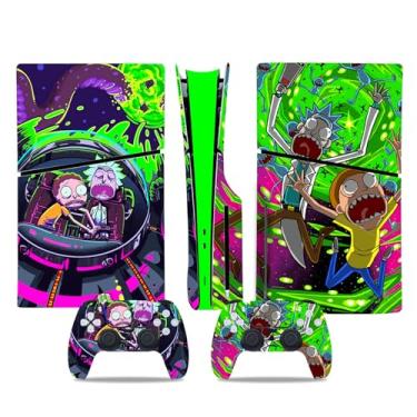 Imagem de Capa de decalque para PS5 Slim Console e Controllers Disk Edition, acessórios de console PS5, adesivos de vinil para PlayStation 5 Slim - verde e roxo