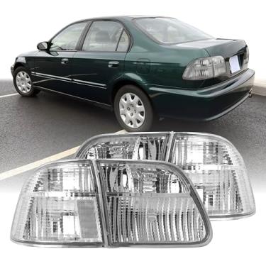 Imagem de USR 99-00 EJ6 4 portas Sedan luz traseira – Conjunto de 4 lâmpadas traseiras (esquerda + direita) par - compatível com Honda Civic 1999-2000 4 portas/6ª geração todos os modelos EX, DX, LX e VP (luzes