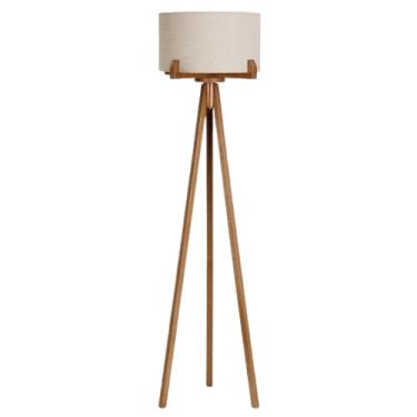 Imagem de Luminária Coluna Chão Tripe Soft Imbuia Cúpula Bege 40x156cm ref.372.imb.tc.bg - Ar Iluminação