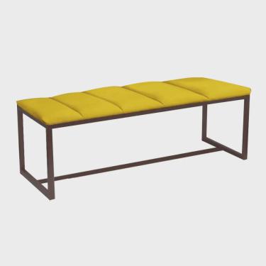 Imagem de Calçadeira Industrial Carla 140cm Casal Quarto Box Cama Ferro Marrom Sintético Amarelo - Ahz Móveis