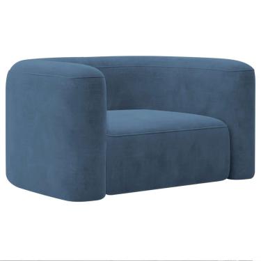 Imagem de Poltrona Decorativa Sala De Estar Recepção Melina Linho - Doce Sonho Moveis Cor Azul Royal