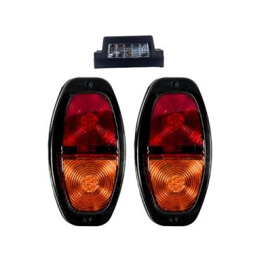 Imagem de Par de Lanternas Canoinha com Luz de Placa LED para Carretinha – Luz Traseira Completa, Resistente à Água e Impacto para Reboques