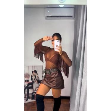 Imagem de Conjunto Feminino Balada 3 Peças Preto com Brilho e Transparência - Ib