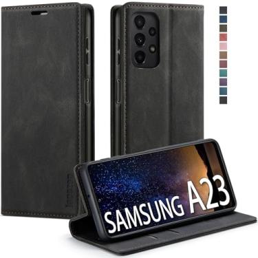 Imagem de Capa carteira para Samsung Galaxy A23 5G com suporte para cartão [bloqueio RFID] suporte magnético, capa flip de couro para Galaxy A23 5G 6,6 polegadas (preto)