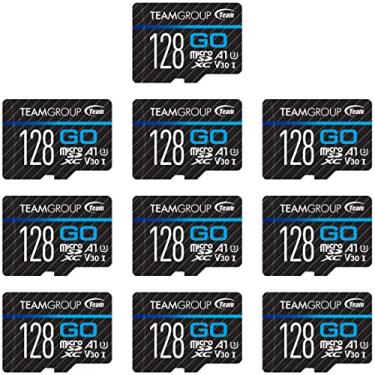 Imagem de TEAMGROUP Cartão GO 128GB Pacote com 10 Micro SDXC UHS-I U3 V30 4K para GoPro e Drone e Câmeras de Ação Cartão de Memória Flash de Alta Velocidade com Adaptador para Esportes ao Ar Livre, Tiro 4K