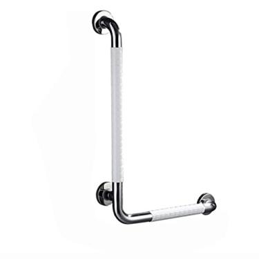 Imagem de Barras de apoio em forma de L de 48 x 68,5 cm para banheiras e chuveiros, barras de apoio verticais de aço inoxidável, suporte de parede, antiderrapante, para deficientes, corrimãos de banheiro para