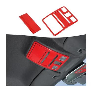 Imagem de SQQP Cobertura de acabamento de lâmpada de leitura de teto frontal compatível com Ford Mustang 2024-2025+ Acessórios de decoração de interiores (vermelho)