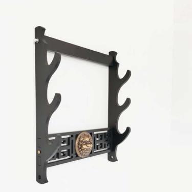 Imagem de Suporte de espada prateleira de exibição de espadas, suporte para espadas, suporte para katana com gancho de 1 a 4 níveis para montagem na parede, prateleira para espadas com forro de veludo e decora