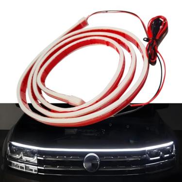 Imagem de 1 peça de fita de LED para carro exterior, faixa de luz de capô de carro flexível de 59 polegadas, adequado para carros SUvs caminhões (branco)