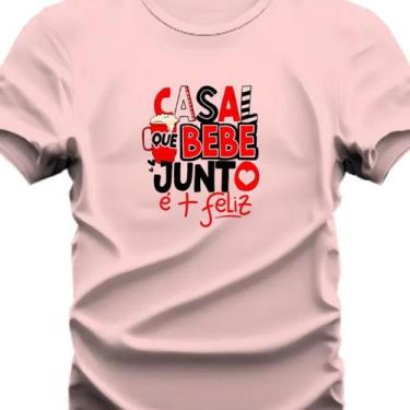 Imagem de Camiseta Peronalizada Casal Que BeBe Junto Vive Feliz - Hs, Rosa, M